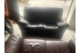 2 x 2 Seater leather sofas (Brown) - (two seater leather sofas x 2)